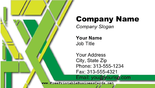 Green and Yellow Angles business card