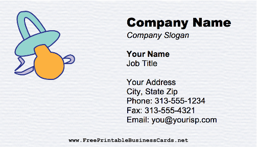 Babysitter - Pacifier business card