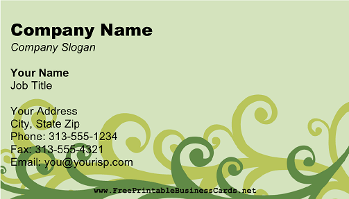 Green Vines business card