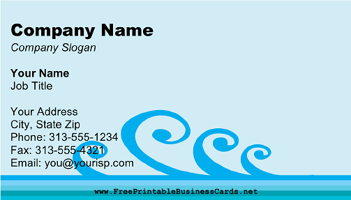 Blue Waves business card