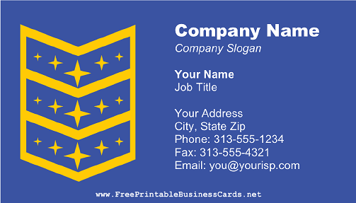 Gold Star Award business card