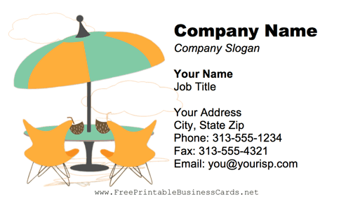 Beach furniture business card