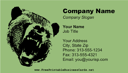 Wild Bear Green business card