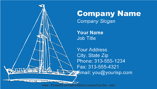 Fishing Boat on Blue business card