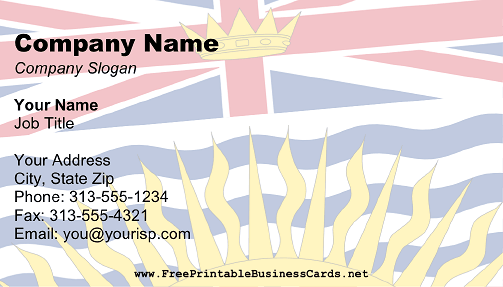 Flag of British Columbia business card