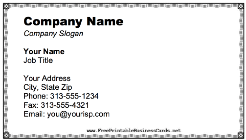 Business Card With Black And White Border business card