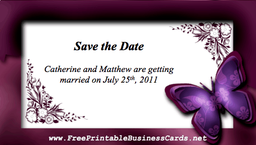 Butterfly Save the Date Card business card