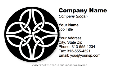 Celtic Pattern Black And White business card