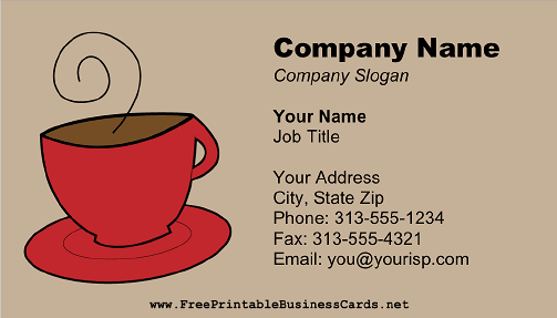 Red Coffee Mug business card