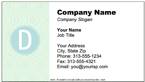 Colorful D Monogram business card