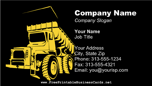 Dump Truck Dark business card