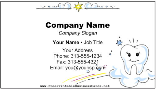 Cute Cartoon Tooth business card