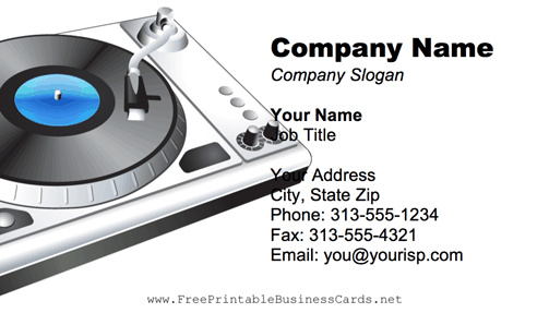 DJ Turntable business card