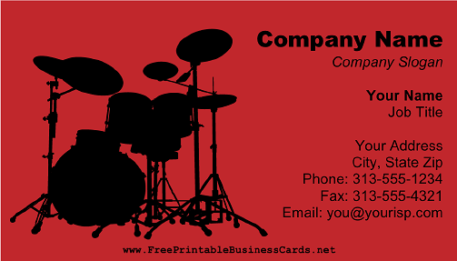 Drum Set Red business card