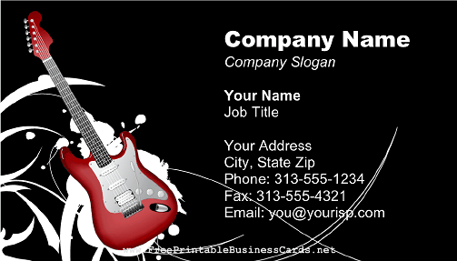 Electric Guitar Musician 2 business card