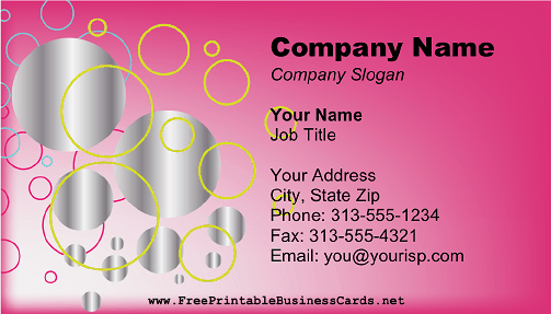 Pink And Silver Circles business card