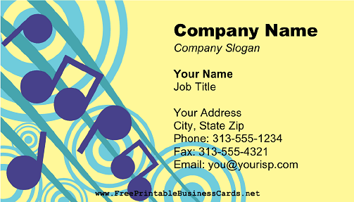 Large Music Notes business card