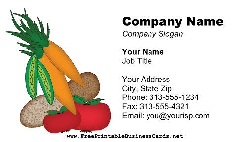 Fresh Vegetables business card