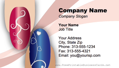 Fingernail Decorations business card