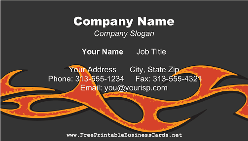 Red Flames on Black business card