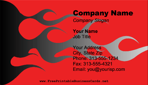 Flames On Red business card