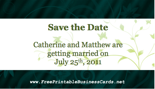 Green Save the Date Card business card