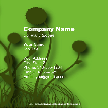 Green Dandelion Square business card