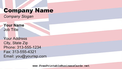 Flag of Hawaii business card