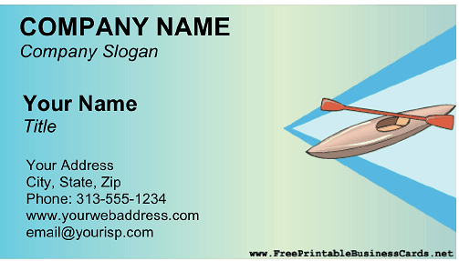 Kayaking business card