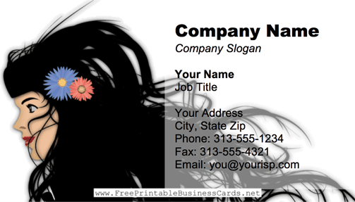 Long Black Hair business card