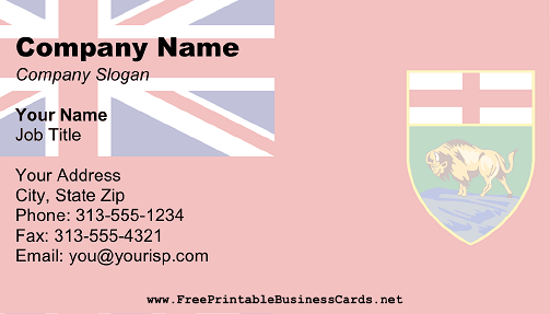 Manitoba Flag business card