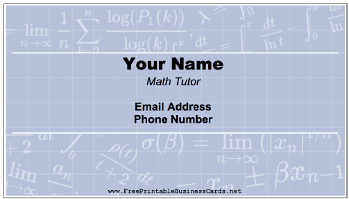 Math Tutor business card