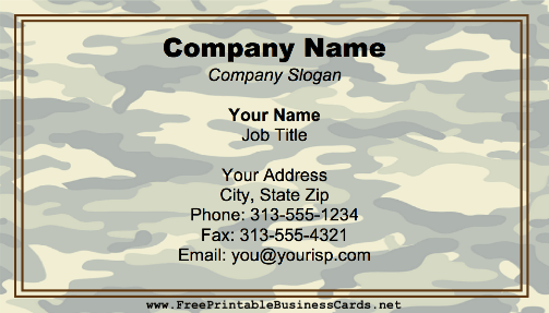 Military Camouflage business card