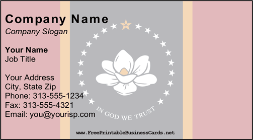 Mississippi Flag business card