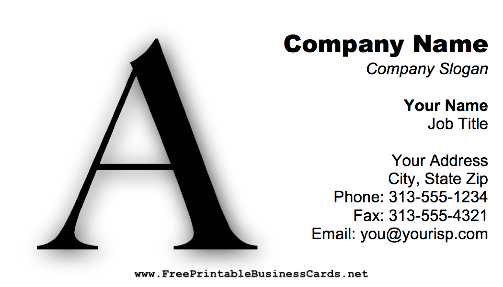 Monogram A business card