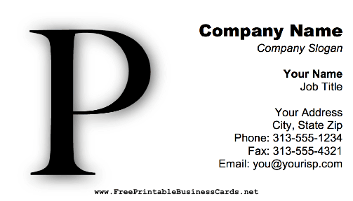 Monogram P business card