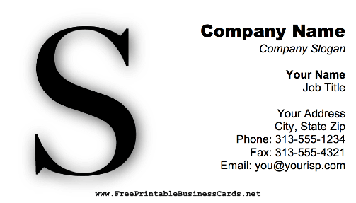 Monogram S business card