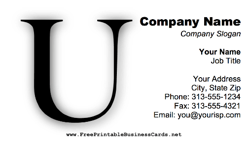 Monogram U business card