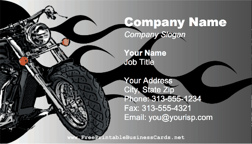 Flame Motorcycle business card