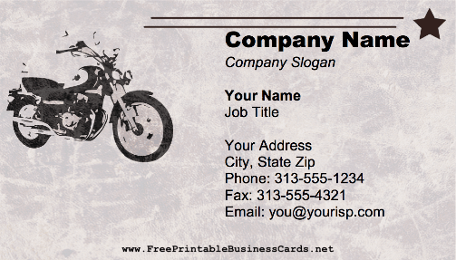 Motorcycle Star business card