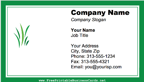 Mowing Grass business card