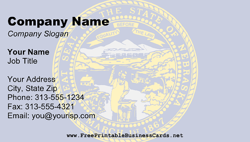 Nebraska Flag business card