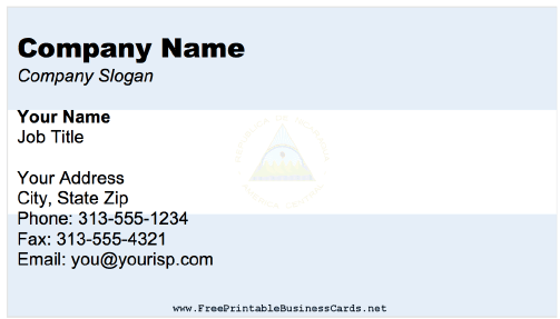 Nicaragua business card