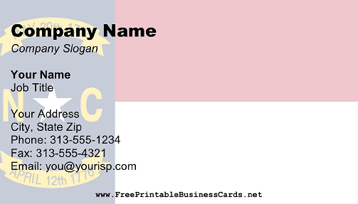 North Carolina Flag business card