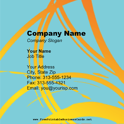 Orange On Blue Square business card