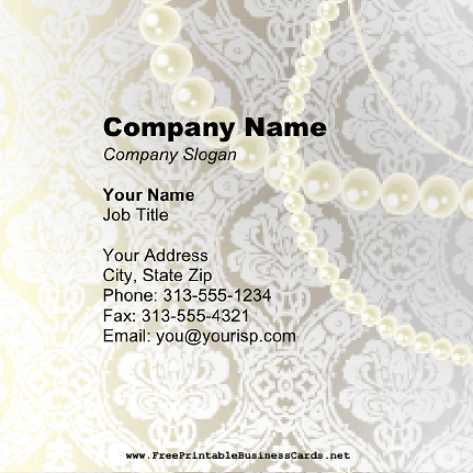 Pearl And Lace Square business card