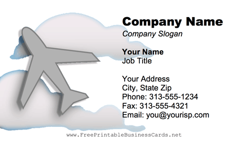 Plane Among Clouds business card