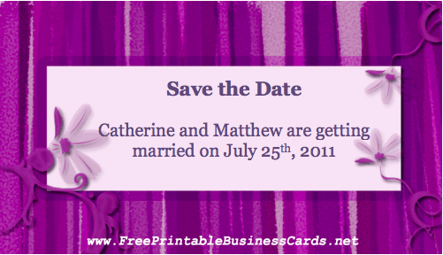 Purple Save the Date Card business card