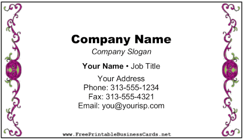 Purple Vines business card