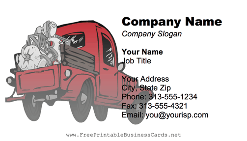 Red Dump Truck business card